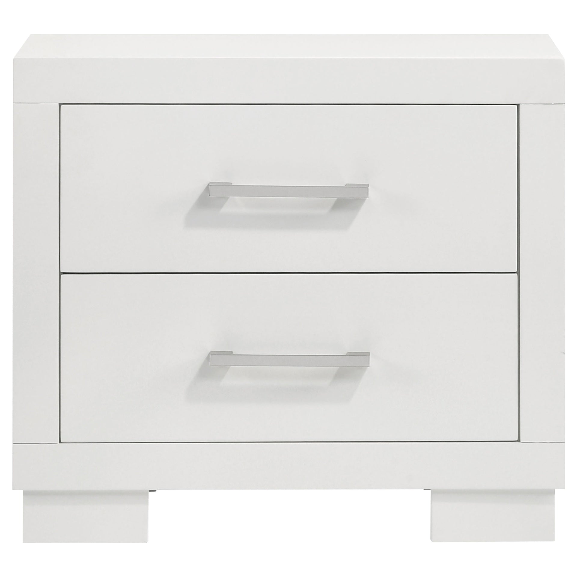 Copper White 2-Drawer Rectangular Nightstand with Bar Handle Pulls