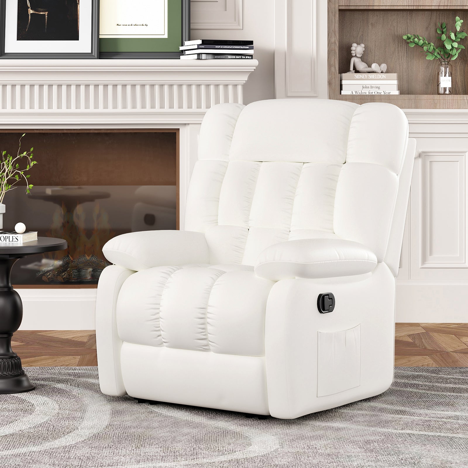 Recliner Chair, Upholstered Rocker Recliner Chair with Side Pocket, Ergonomic 110°-160° Adjustable Reclining Chairs for Adults, Single Sofa Chair with Footrest,Recliner Sofa for Living Room
