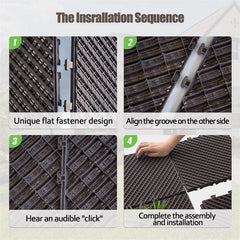 Patio Interlocking Deck Tiles, 12"x12" Square Composite Decking Tiles, Striped Plastic Outdoor Flooring Tile All Weather for Balcony Porch Backyard, (Dark Brown, Pack of 36)