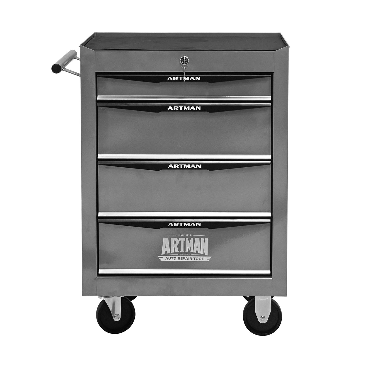 Rolling Metal Tool Chest with 4 Drawers, 20" 4-Drawer Tool Chest Cabinet with Ball Bearing Drawer Slides, Steel Tool Storage Box Organizer -SILVER