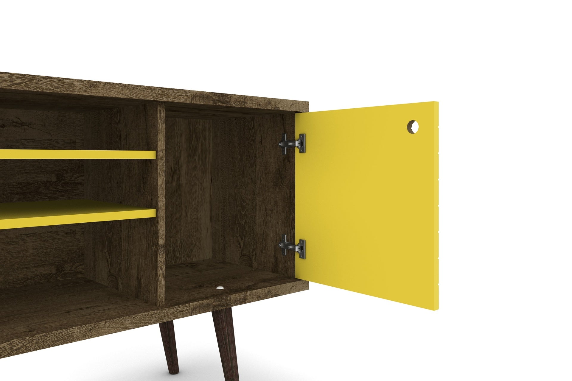 TV Stand in Rustic Brown and Yellow