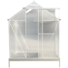 6.3'*4.2'*7' Polycarbonate Greenhouse, Heavy Duty Outdoor Aluminum Walk-in Green House Kit with Rain Gutter, Vent and Door for Backyard Garden,   color aluminium