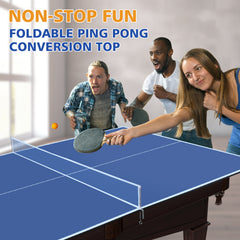 8.5ft Blue Mid-Size Ping Pong Conversion Top Foldable & Portable Table Tennis Table Top for Indoor Games