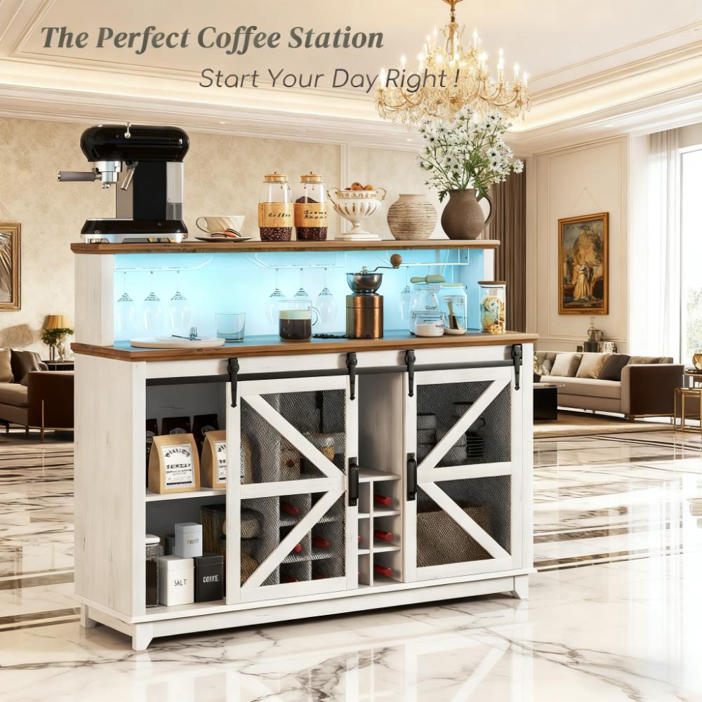 Coffee Bar Cabinet Farmhouse Wine Cabinet  for Kitchen, Dining Room