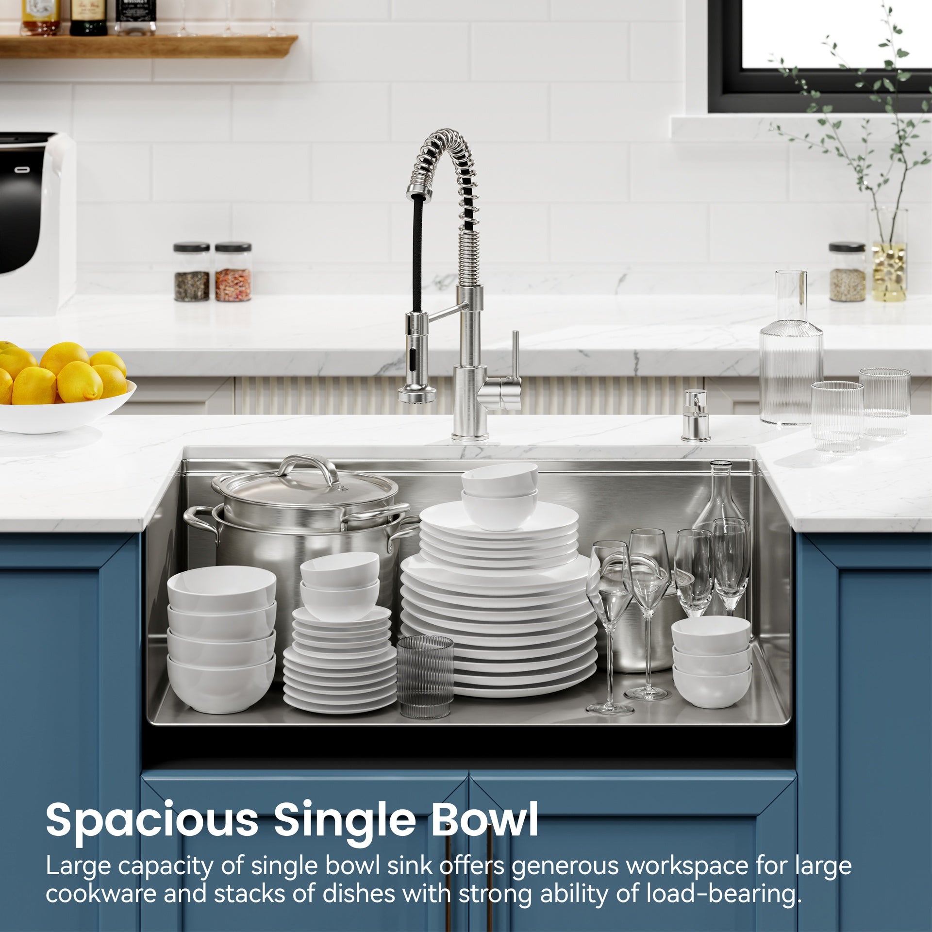Stainless Steel Kitchen Sink, 33″x19″ Single Bowl, Undermount Handmade Sink in Dark Gray, with Cutting Board, Colander