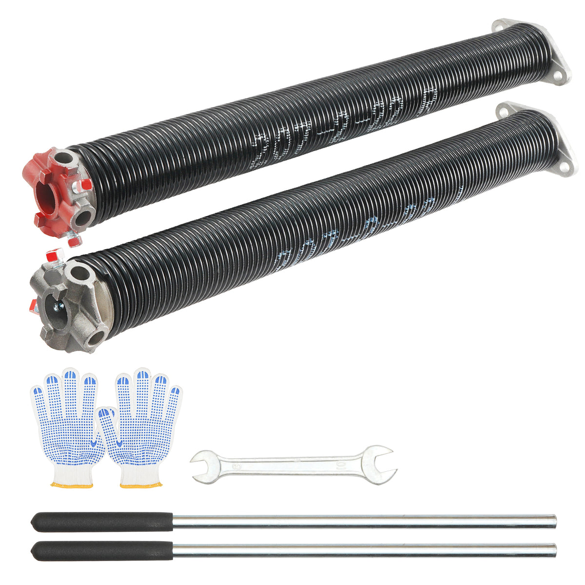 Garage Door Torsion Springs, Pair of 0.207 x 2 x 22inch, 16000 Cycles, Garage Door Springs with Non-Slip Winding Bars, Gloves and Mounting Wrench, Electrophoresis Coated for Replacement