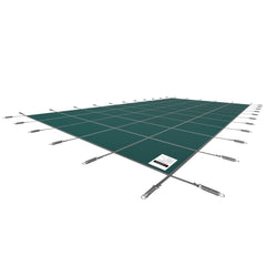 Pool Safety Cover Fits 14x26ft Rectangle Inground Safety Pool Cover Green Mesh Solid Pool Safety Cover for Swimming Pool Winter Safety Cover