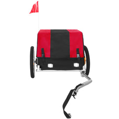 Heavy-Duty Bike Cargo Trailer with Removable Waterproof Cover – 88 lbs Capacity, 16" All-Terrain Wheels & Foldable Design for Camping, Groceries red black