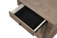 French And English Dovetail Dovetail Drawer Nightstand 1pc Metal Handle And Knob Felt Lined Top Drawer Weathered Gray Finish Transitional Bedroom Furniture