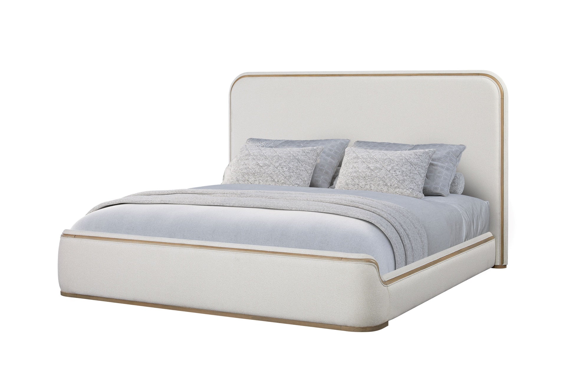 Queen Upholstered Bed - Toffee & White Sand