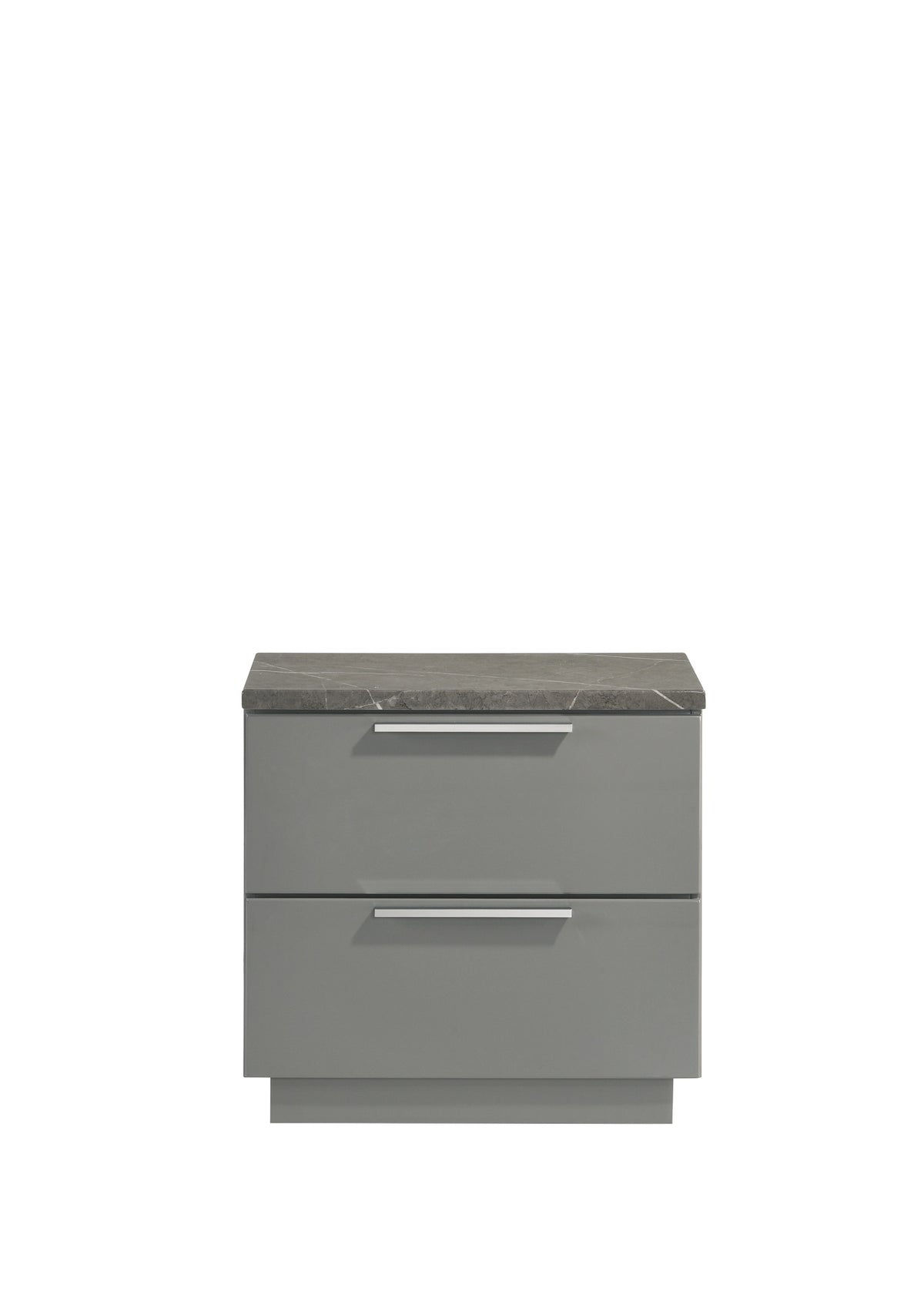 Elara Nightstand – Two-Tone High-Gloss Marble & Lacquer Finish with Red Velvet-Lined Drawers and Metal-Finished Legs- Gray same as G150108692  (NJ inventory)