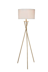 64.5" Tall "Ester" Mid-Century Metal Floor Lamp, Hourglass Design, Matte Gold