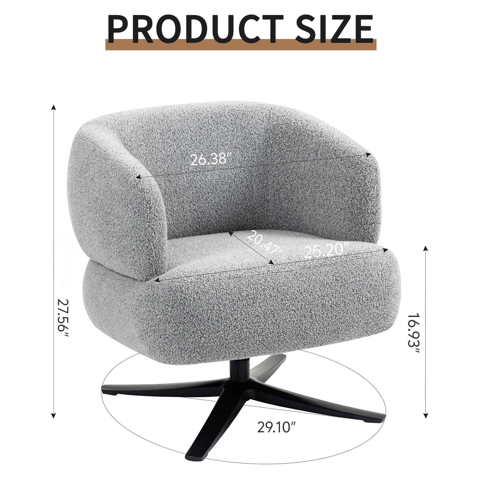 Cuddle-style leisure swivel sofa chair, suitable for balconies, studies and living rooms,  grey