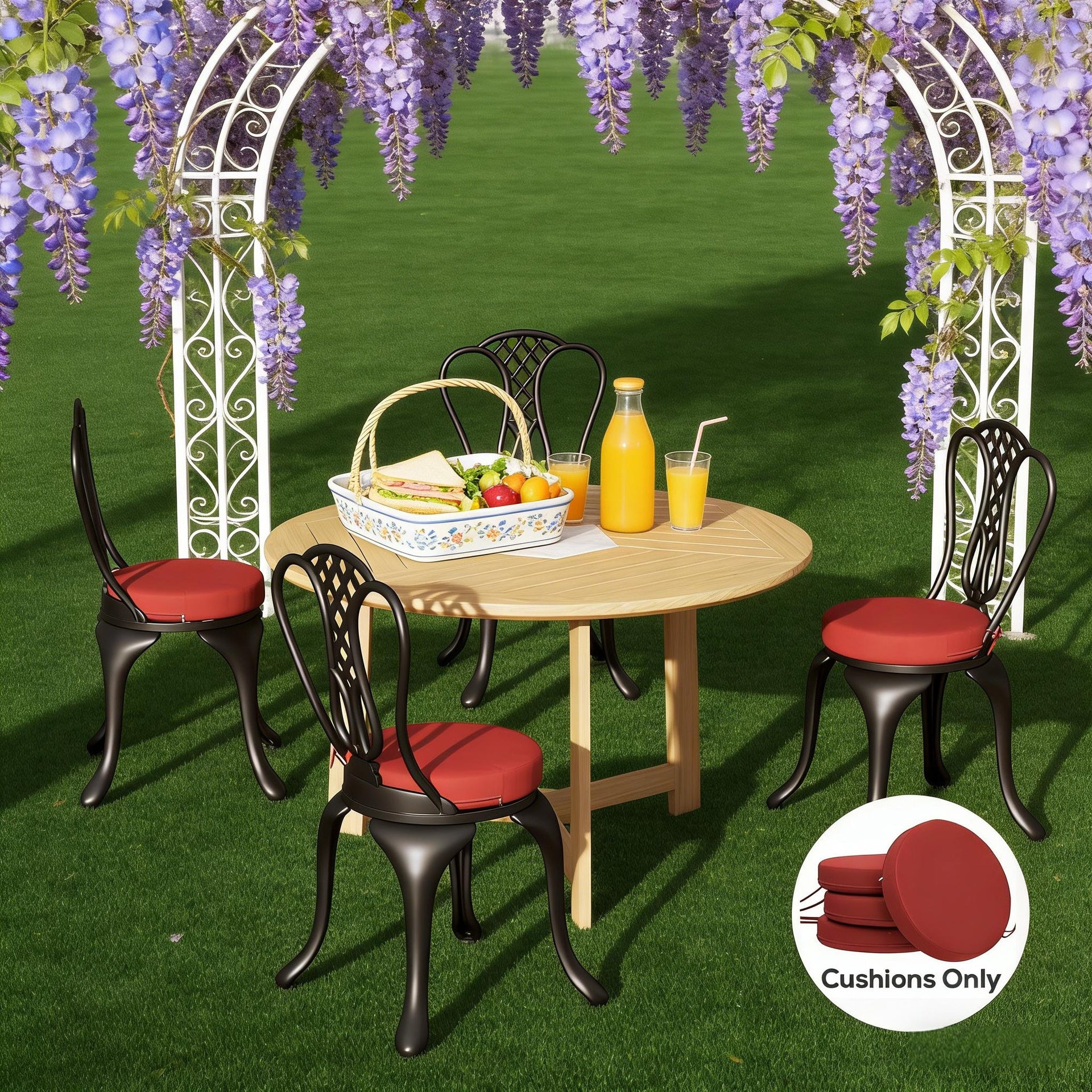Soft Dining Chair Cushions,Set of 4 Round Seat Cushions