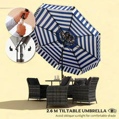 2-Tier Vented Patio Table Umbrella,Outdoor Market Umbrella,Patio Umbrella with Crank 8 Ribs,Tiltable Porch Umbrella,for Outdoor