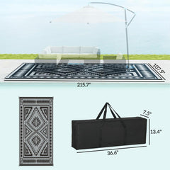 Patio Rug,Reversible Outdoor Rug, Waterproof Plastic Straw with Carry Bag