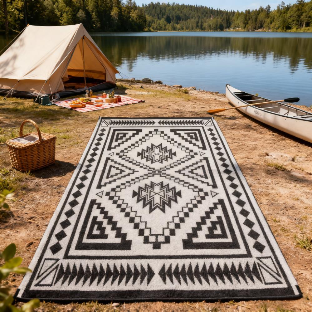 Patio Rug,Reversible Outdoor Rug, Waterproof Plastic Straw with Carry Bag