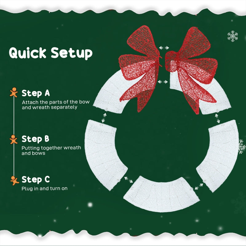 Lighted Wreath Decoration with Dual Color LED, 60 Inch Christmas Wreath with Daily Timer, Remote