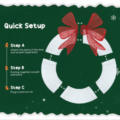 Lighted Wreath Decoration with Dual Color LED, 60 Inch Christmas Wreath with Daily Timer, Remote