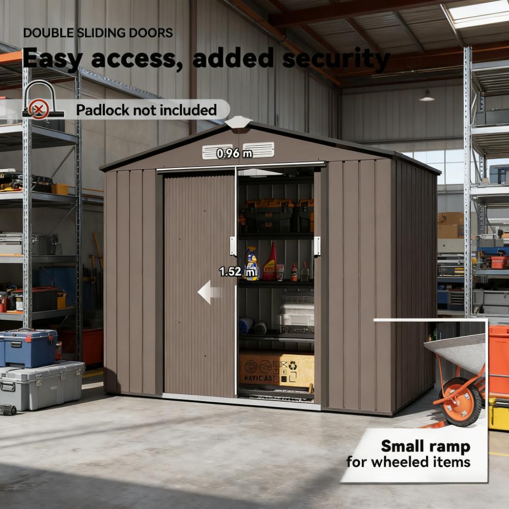Brown  83.75" L x 51.25" W x 72.75" H Outdoor Storage Shed, Garden Tool House for Backyard Patio
