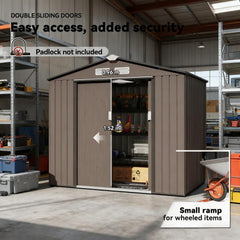 Brown  83.75" L x 51.25" W x 72.75" H Outdoor Storage Shed, Garden Tool House for Backyard Patio