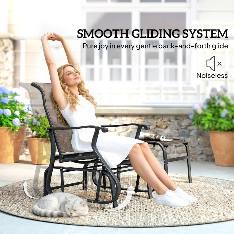 Modern High Back Glider Chair Set,Outdoor Glider