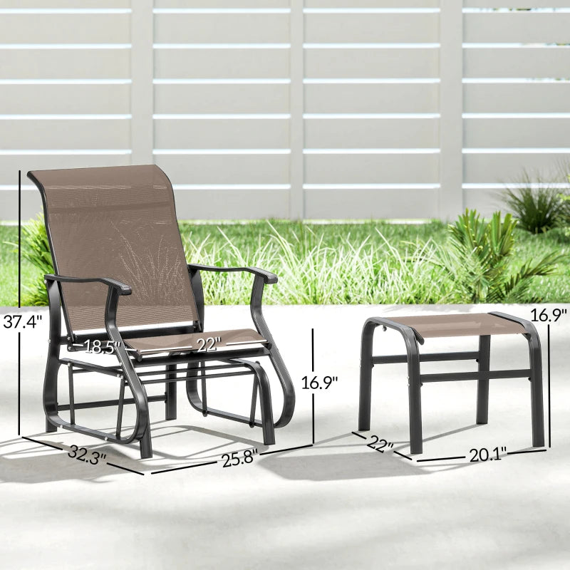 Modern High Back Glider Chair Set,Outdoor Glider