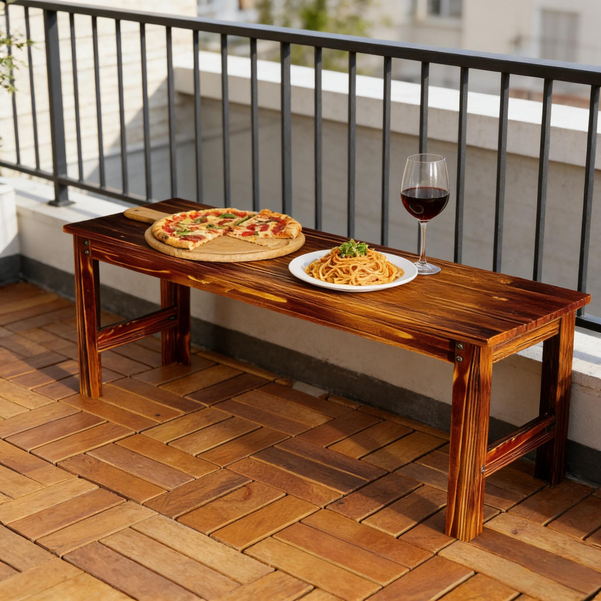 Backless Front Porch Bench,Wood Outdoor Bench