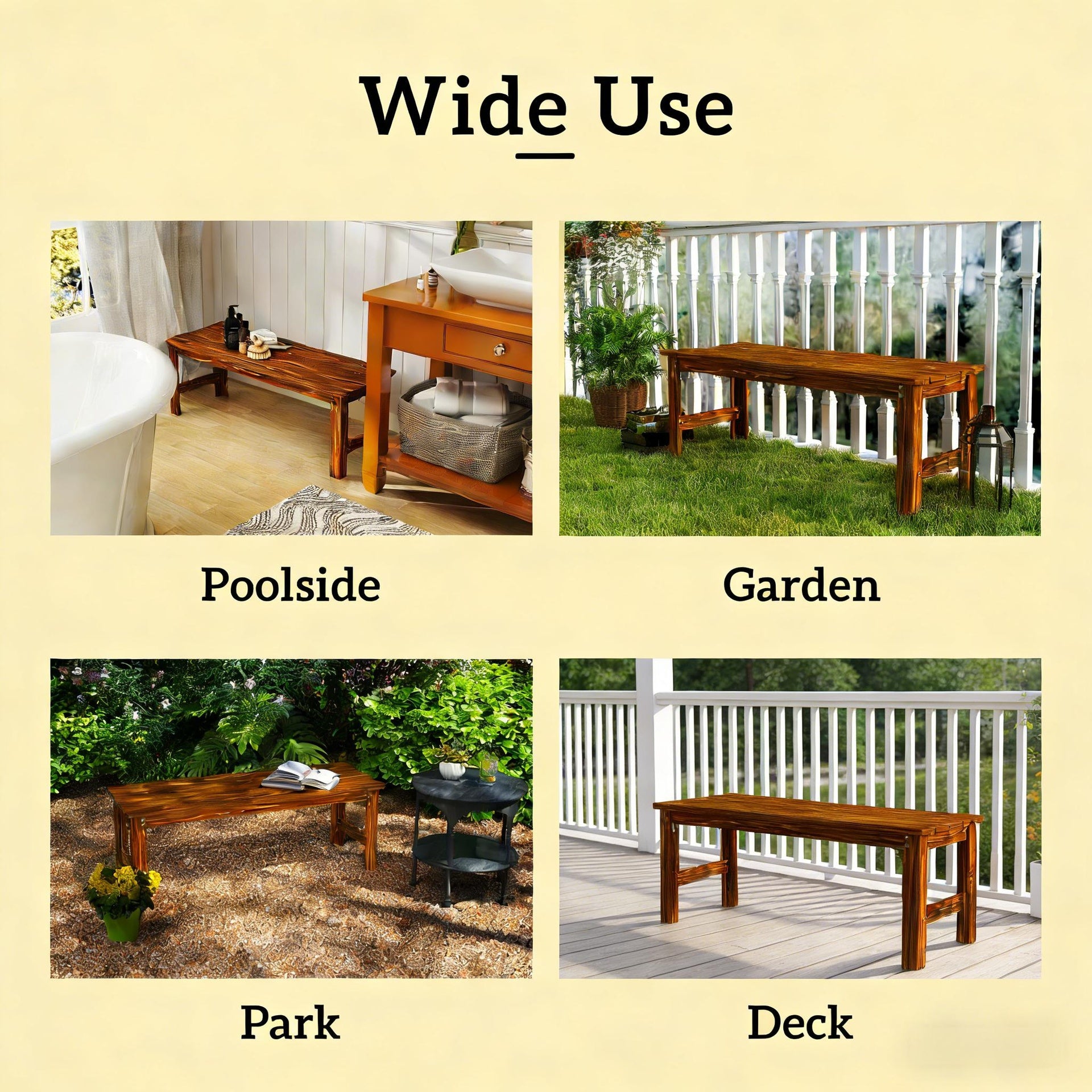 Backless Front Porch Bench,Wood Outdoor Bench