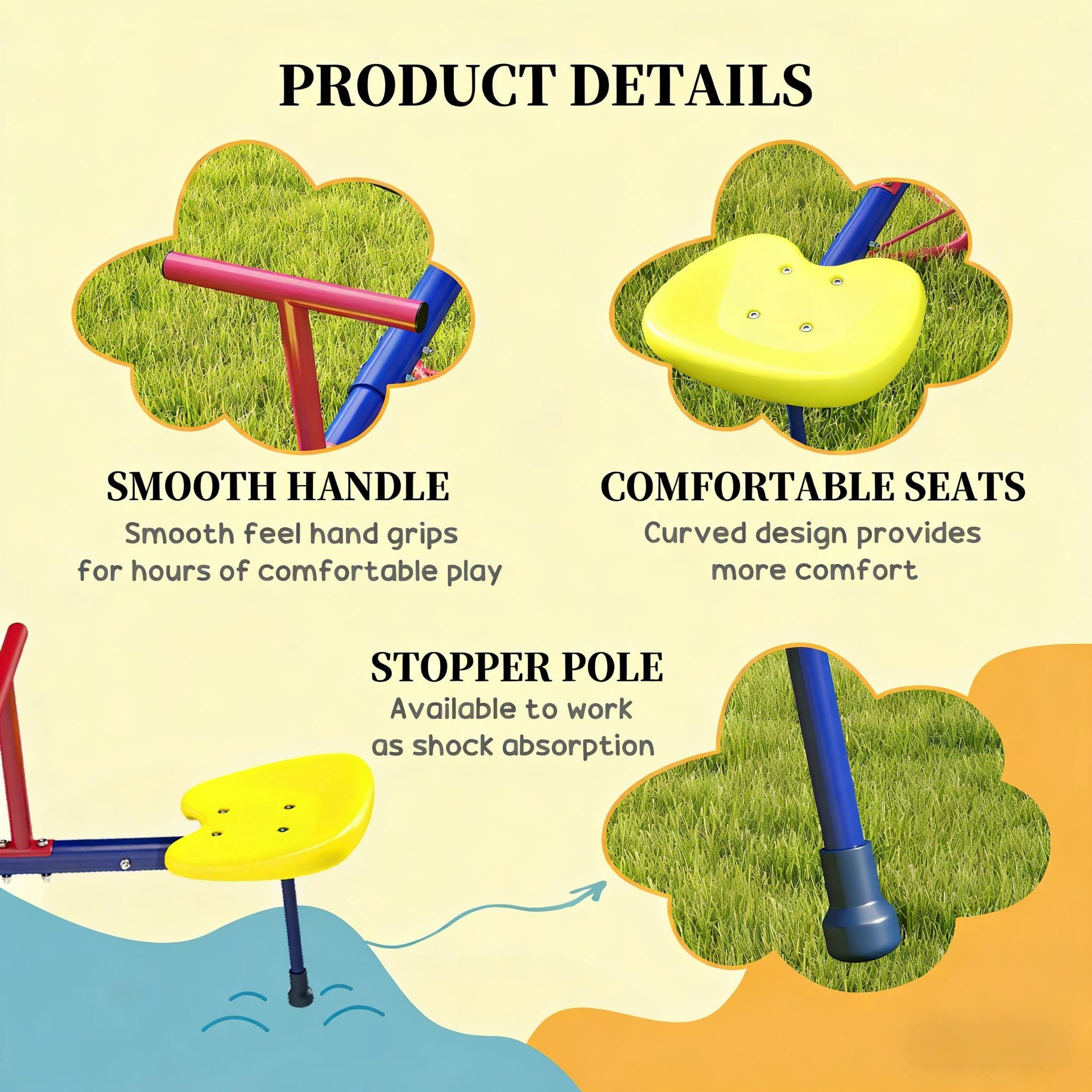Outdoor Playground Equipment,Kids Seesaw Swivel Teeter Totter