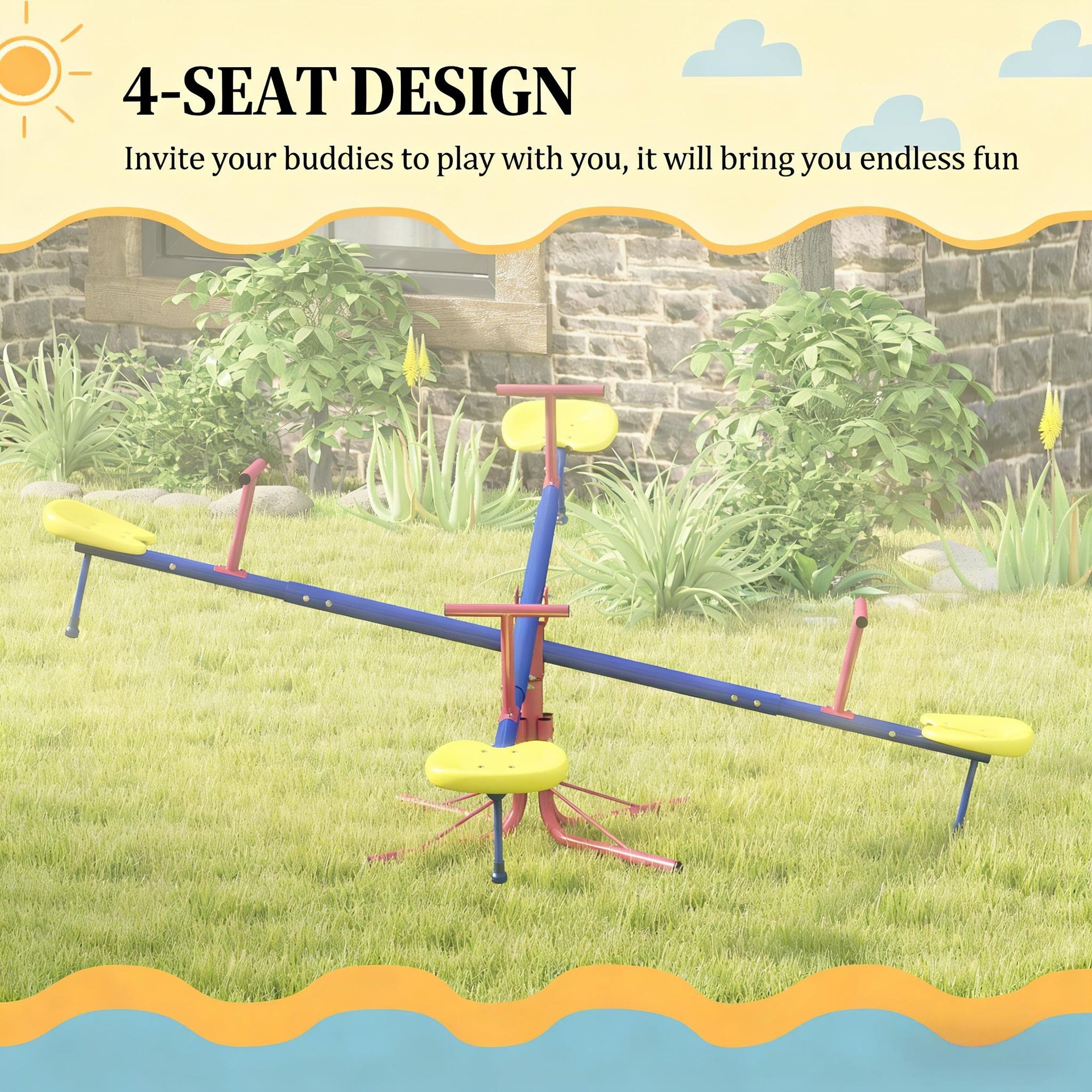 Outdoor Playground Equipment,Kids Seesaw Swivel Teeter Totter