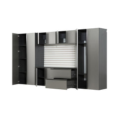 Nova Series 128 in. W x 72 in. H x 20 in. D Metallic Grey Garage Cabinet Set A (7-Piece)