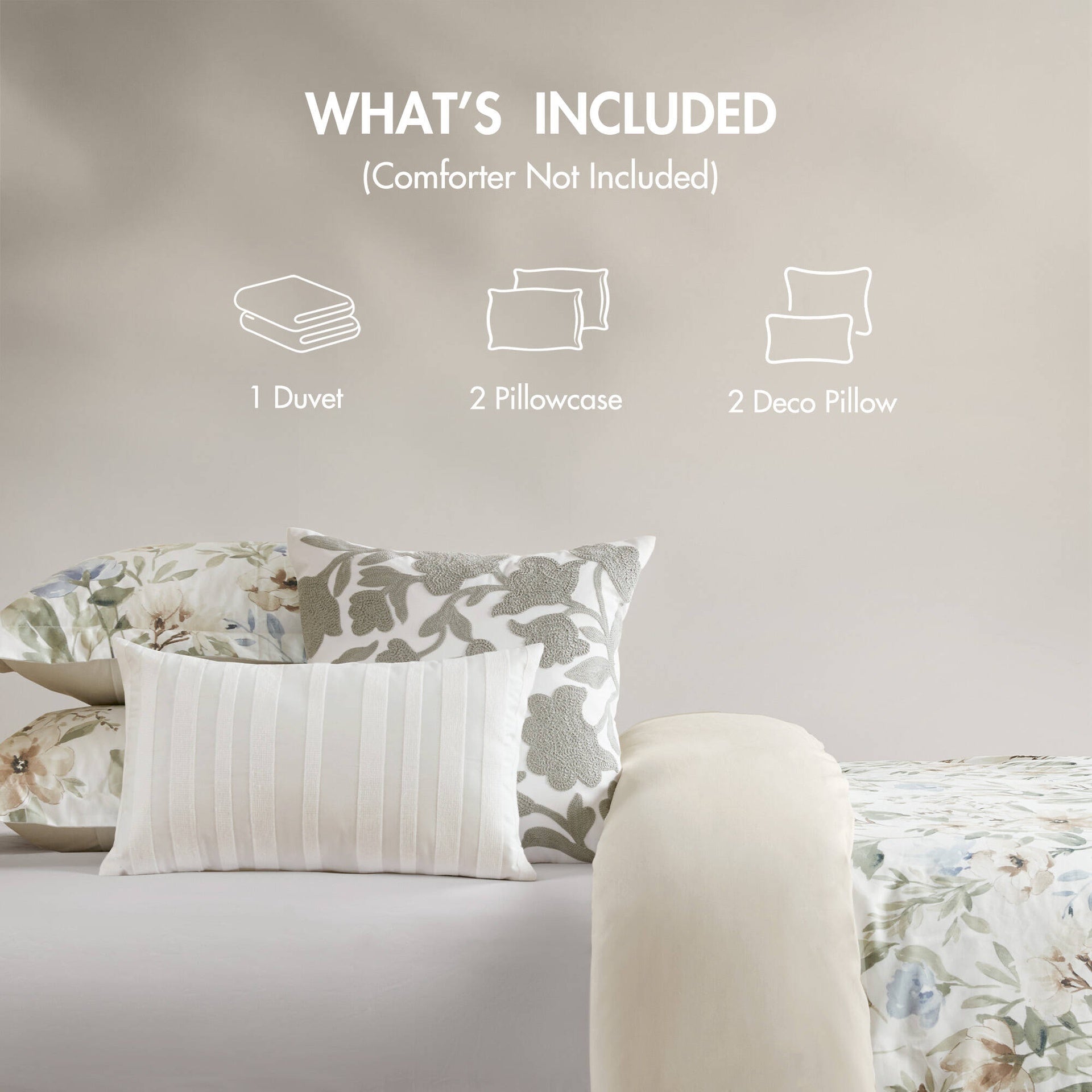 5PCS Full/Queen  Cotton Sateen Print Duvet Set