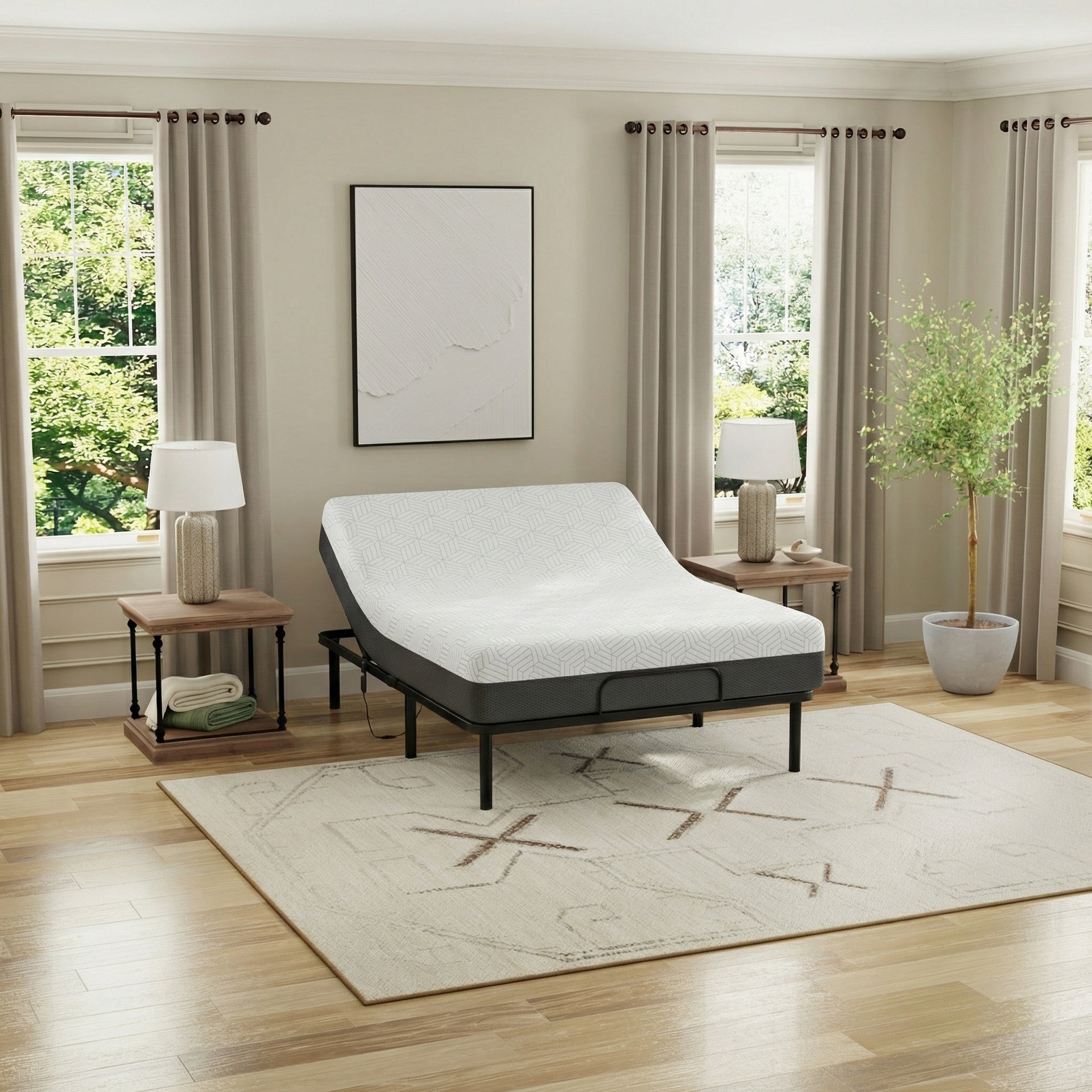 Black Head Up Only Queen Adjustable Bed Base