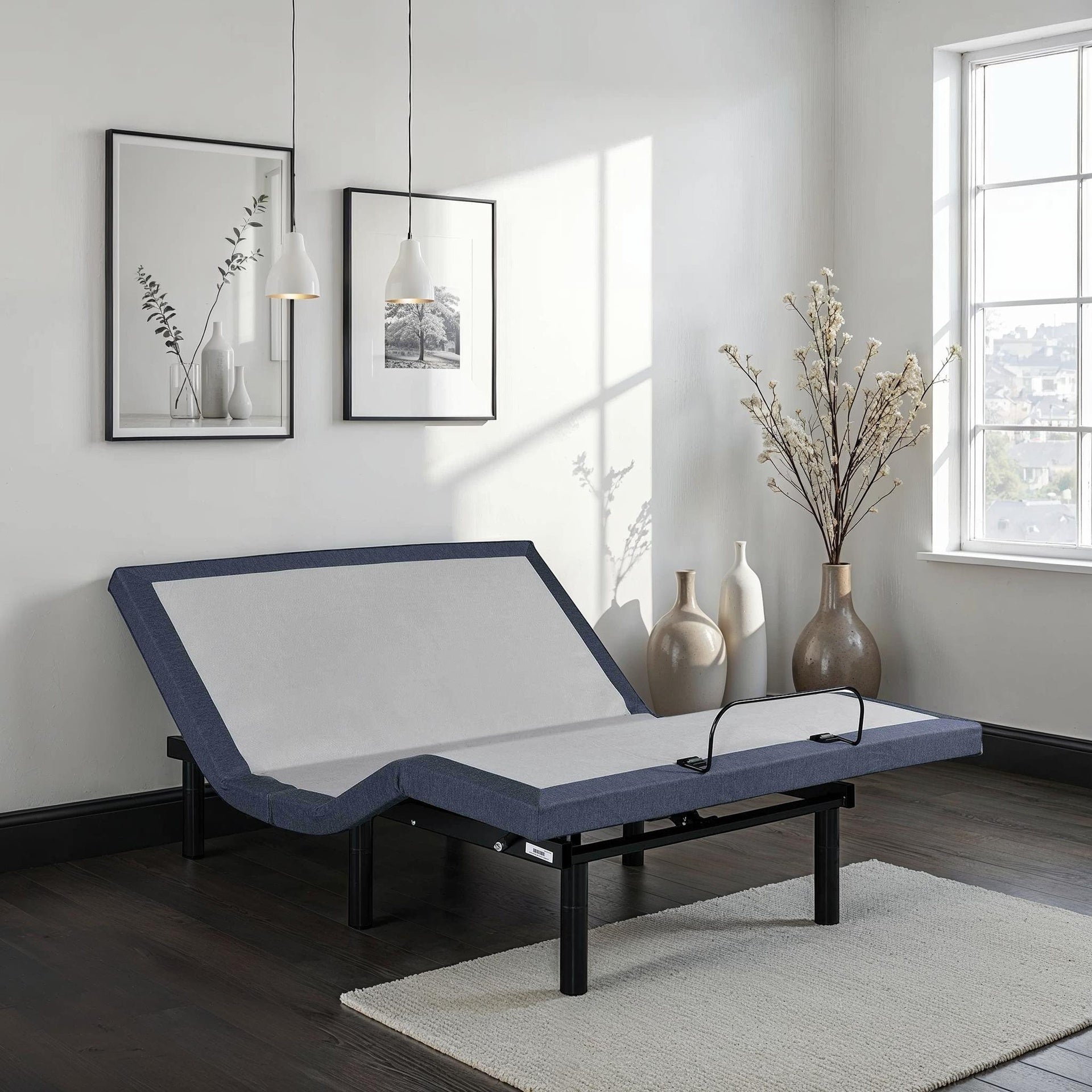 Twin XL Adjustable Bed Base with Three Vibration Modes and Head and Foot Position Adjustments