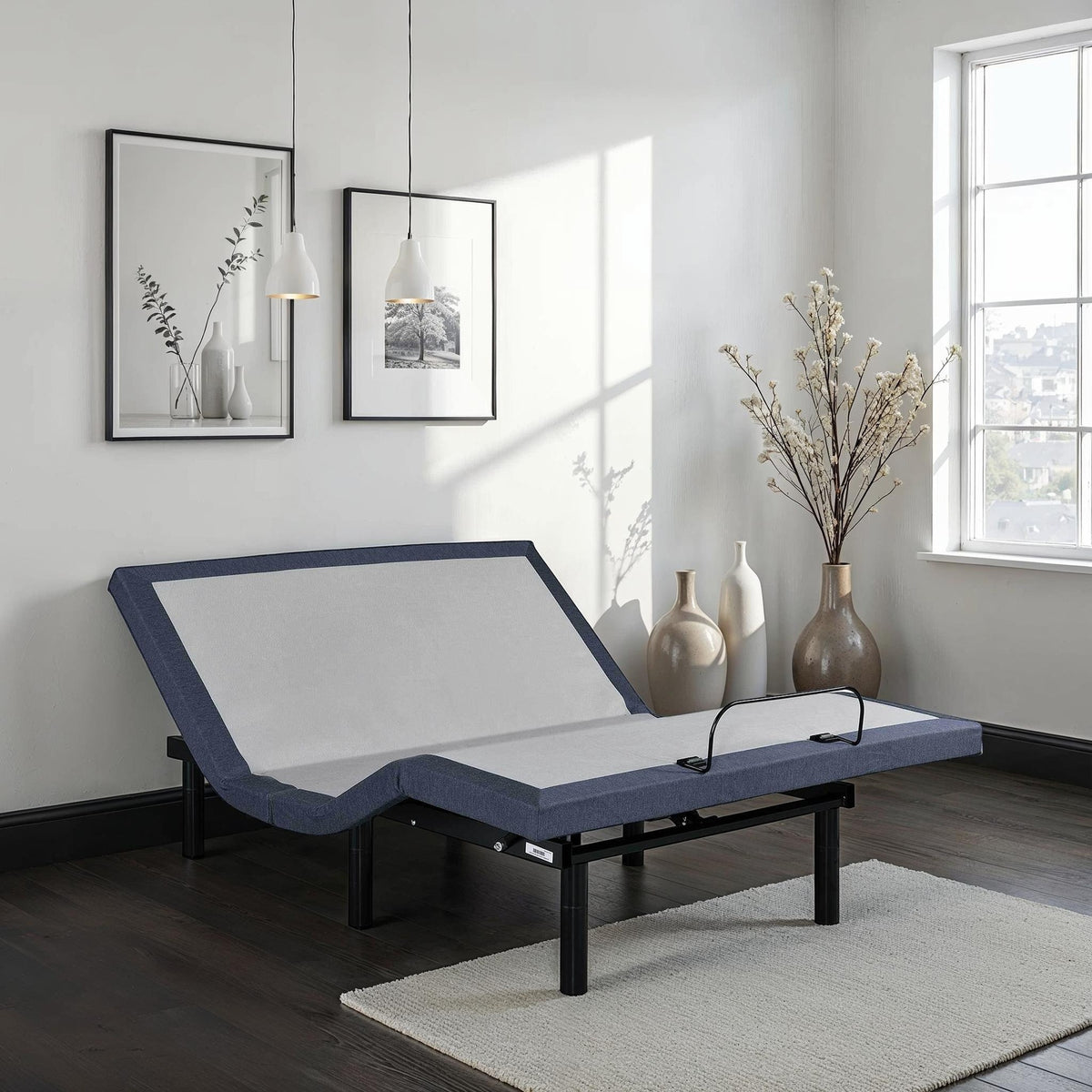 Twin XL Adjustable Bed Base with Three Vibration Modes and Head and Foot Position Adjustments