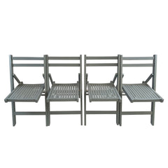 Furniture Slatted Wood Folding Special Event Chair - Gray, Set of 4, FOLDING CHAIR, FOLDABLE STYLE