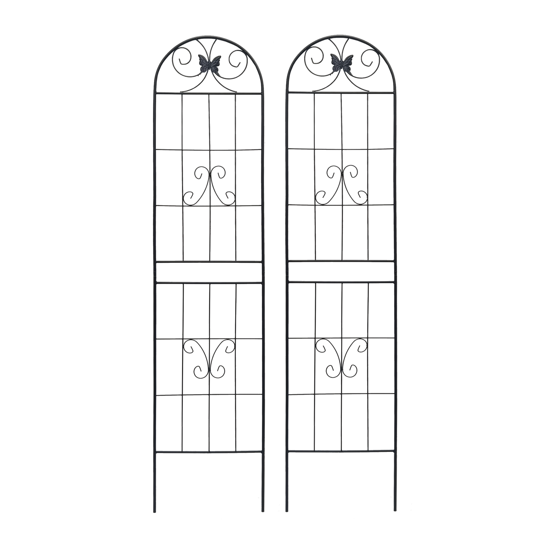 2 Pack Metal Garden Trellis 86.7" x 19.7" Rustproof Trellis for Climbing Plants Outdoor Flower Support Black