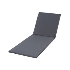 2" THICK CHAISE LOUNGE CUSHION IN DARK GREY - WATERPROOF FOLDABLE 2-SECTION DESIGN-FOR POOLSIDE, PATIO & GARDEN