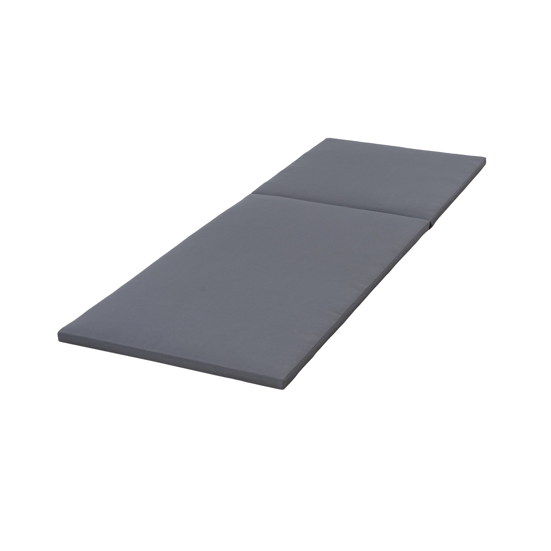 2" THICK CHAISE LOUNGE CUSHION IN DARK GREY - WATERPROOF FOLDABLE 2-SECTION DESIGN-FOR POOLSIDE, PATIO & GARDEN