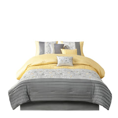 Embroidered 7 Piece Comforter Set Yellow King