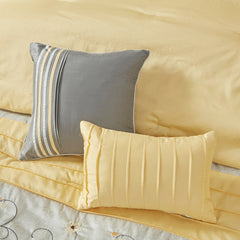 Embroidered 7 Piece Comforter Set Yellow King