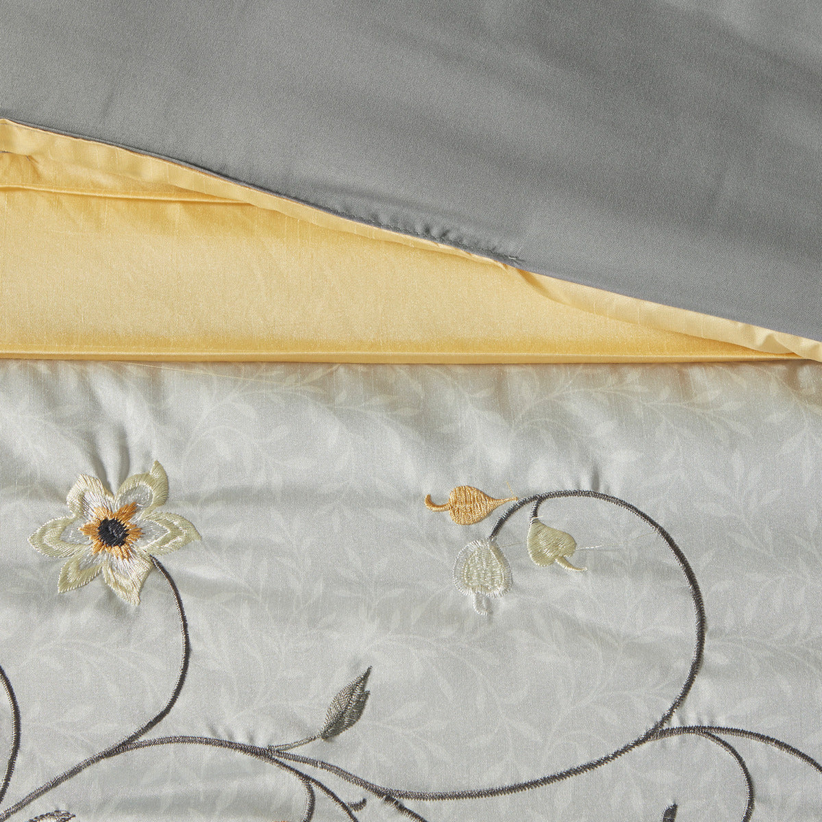 Embroidered 7 Piece Comforter Set Yellow King