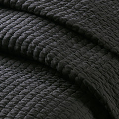 3 Piece Quilt Set Black Full/Queen
