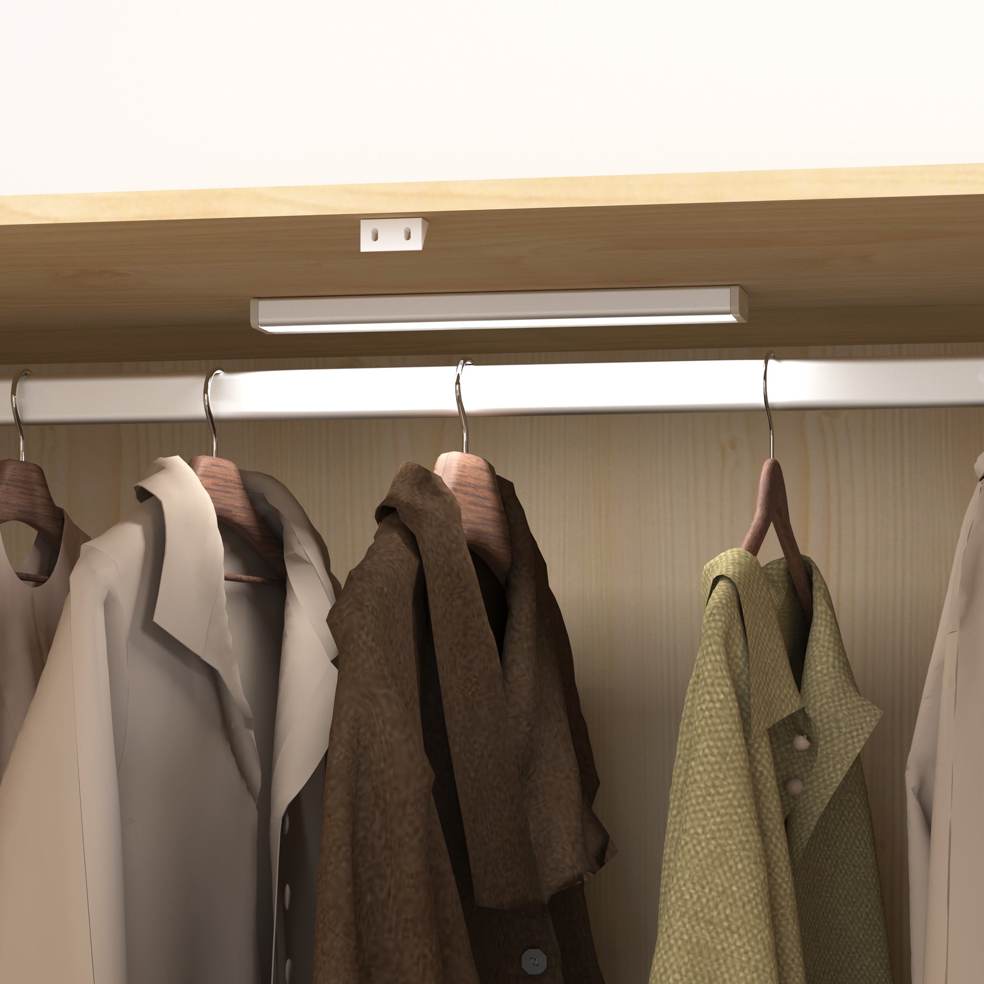 4 Doors Wardrobe Closet with Mirror, LED Wardrobe with Doors and 2 Drawers, Wooden Wardrobe Storage Cabinet with Hanging Rod, Adjustable Shelves, Natural