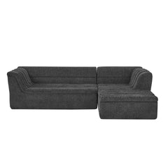 106" L-Shaped Modular Sectional Sofa with Chaise for Living Room, Chenille Upholstered Boneless Couches with Wave-Shaped Armrest, No Pillows Included
