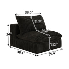 Cloud Sofa,Corduroy Fabric,Deep Seat Couches,Double-layer design,Removable Cushion,No Assembly, DIY Combination for Living room, Bedroom,Conference room ,Apartment,Black