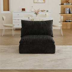 Cloud Sofa,Corduroy Fabric,Deep Seat Couches,Double-layer design,Removable Cushion,No Assembly, DIY Combination for Living room, Bedroom,Conference room ,Apartment,Black