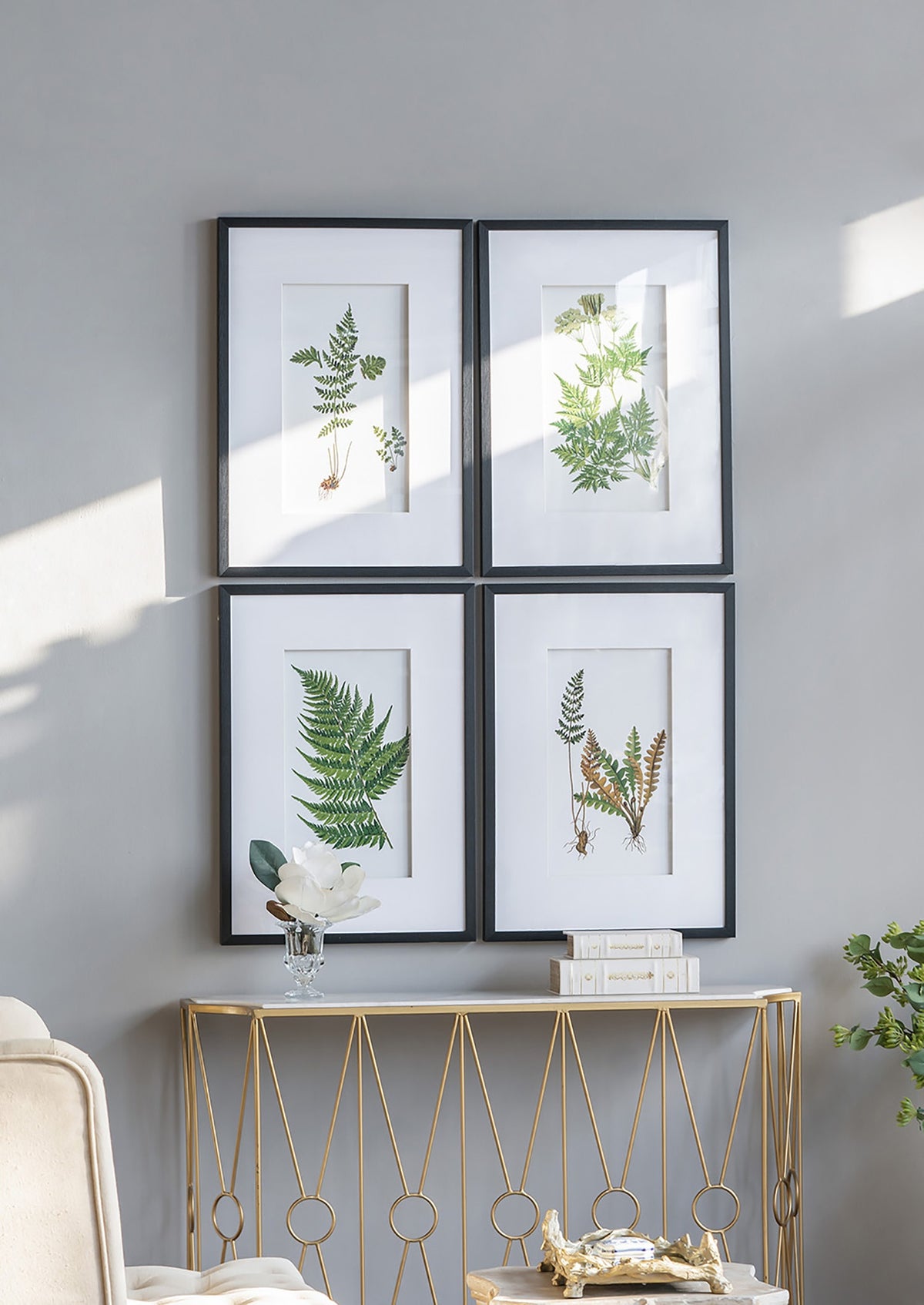 Set of 4 Botanical Black And White Fern Wall Art , Wall Decor for Living Room Dining Room  Entryway, 20" x 28"