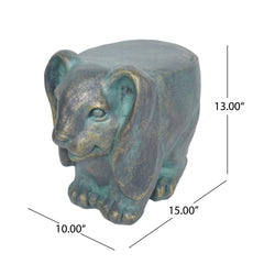 13inch High Rabbit Garden Stool, Lightweight Concrete, Gold Patina Finish, No Assembly Required